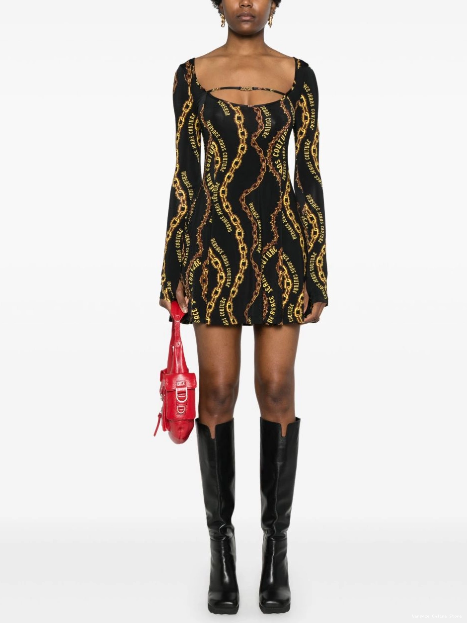 Cheap print mini Jeans Versace Women chain-link Couture dress 0731